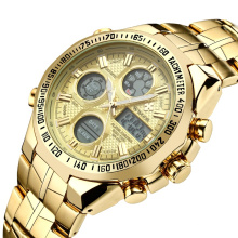 WWOOR 8019 Men Watches Chronograph Wrist Watch Digital Wristwatches Gold Sports Watch Alarm Relogio Masculino Hot Sale